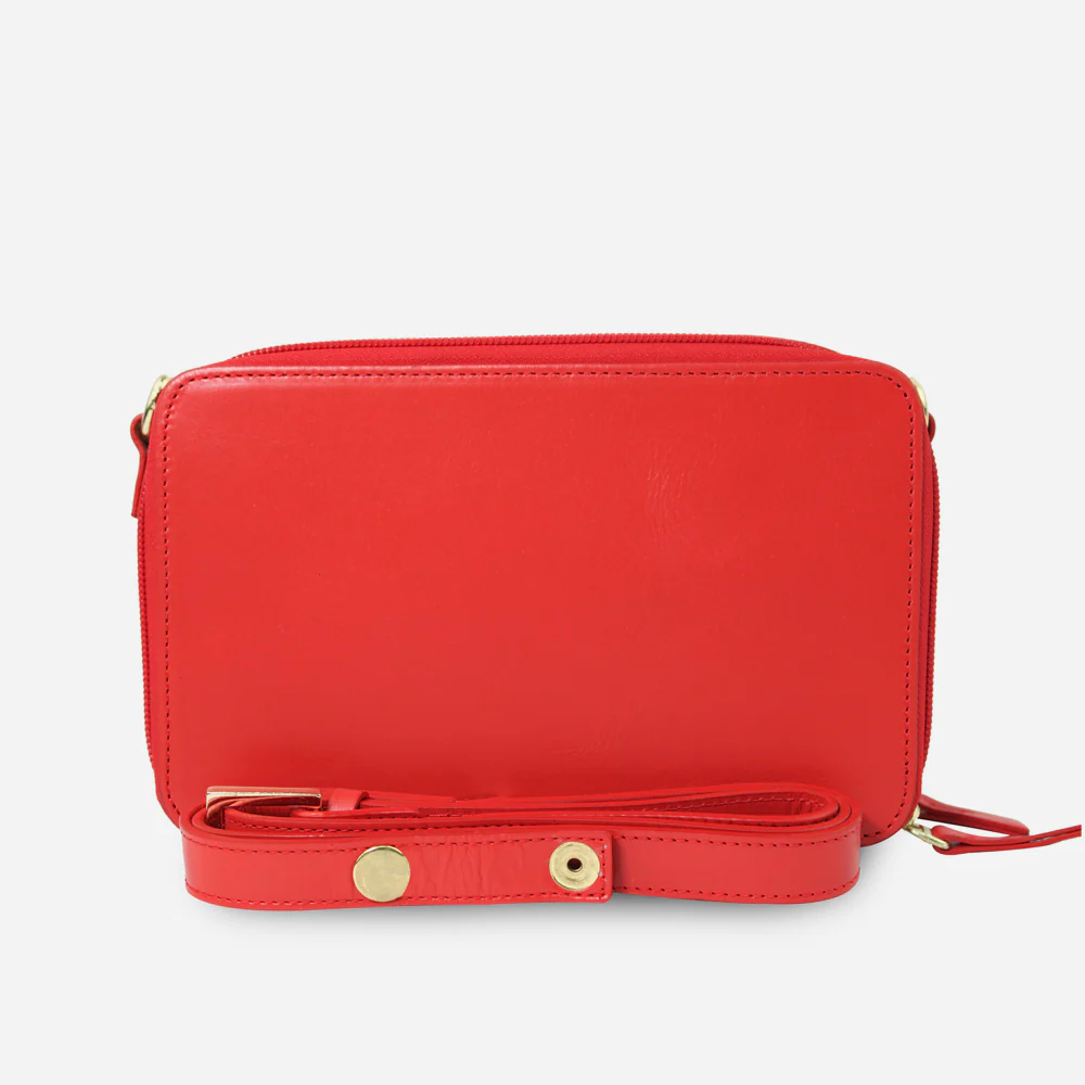 Bolso manos libres garnet de cuero para mujer - Rojo - Image 3