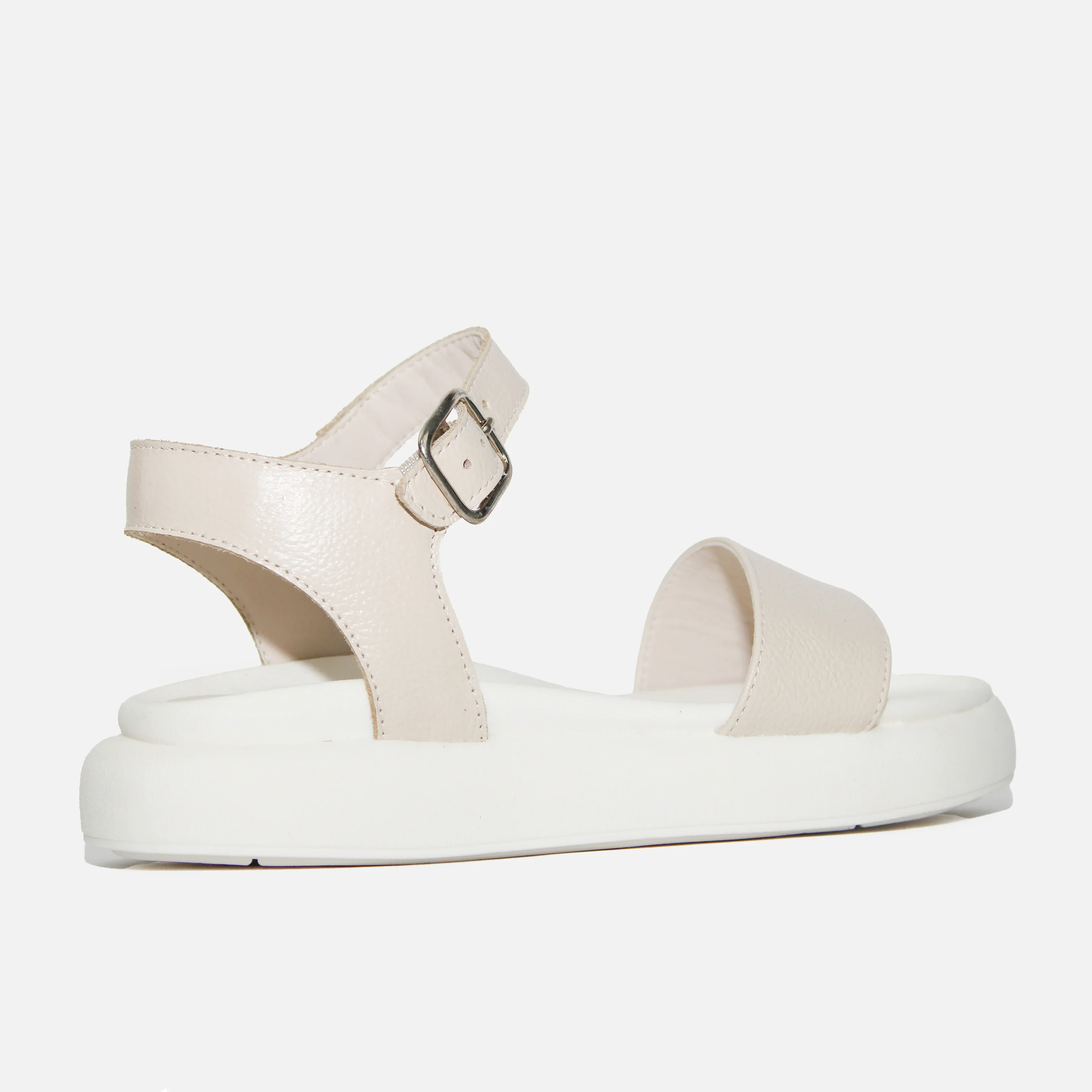 Sandalia flatform candela de cuero para mujer - Hueso - Image 3
