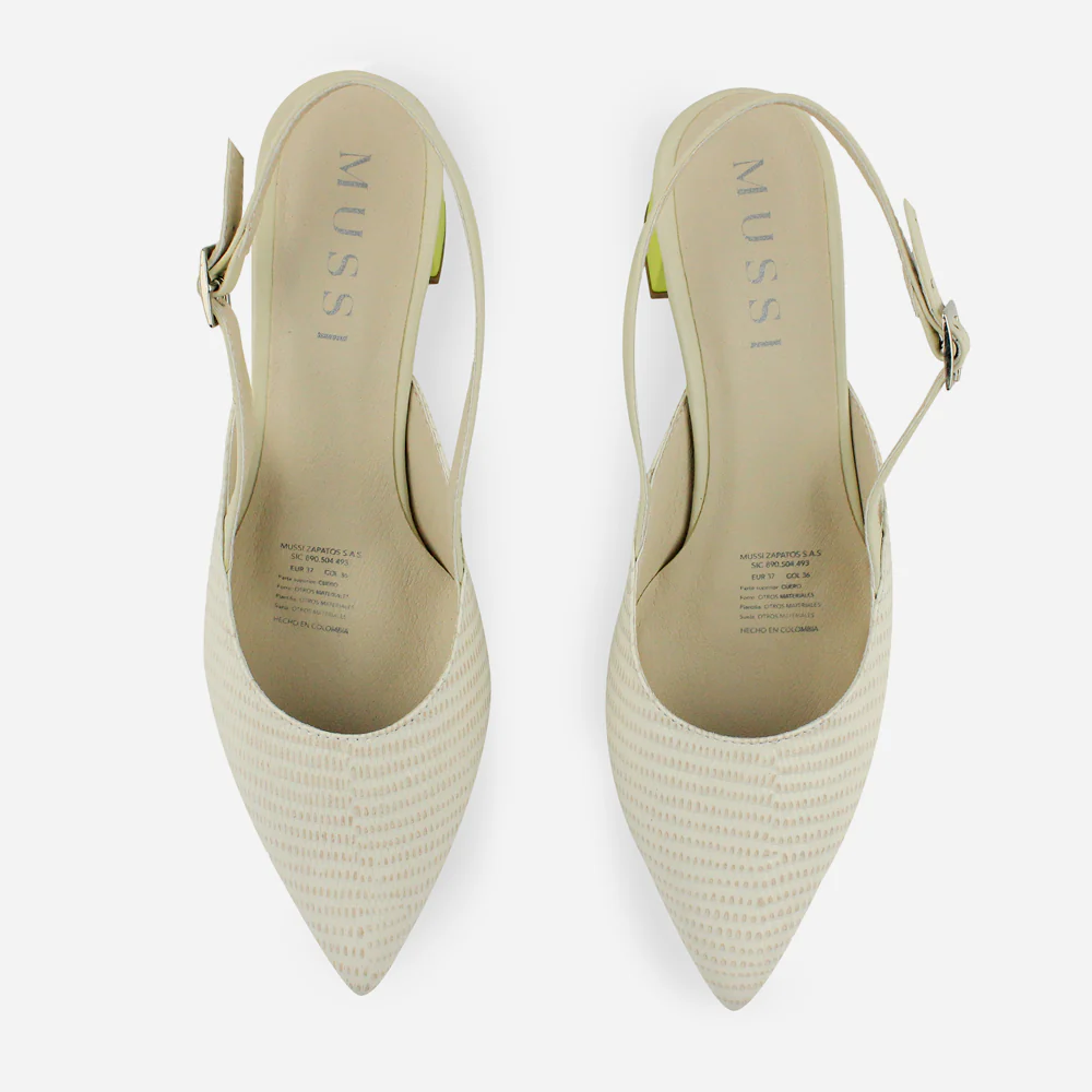 Tacones zahara de cuero para mujer - Hueso - Image 4