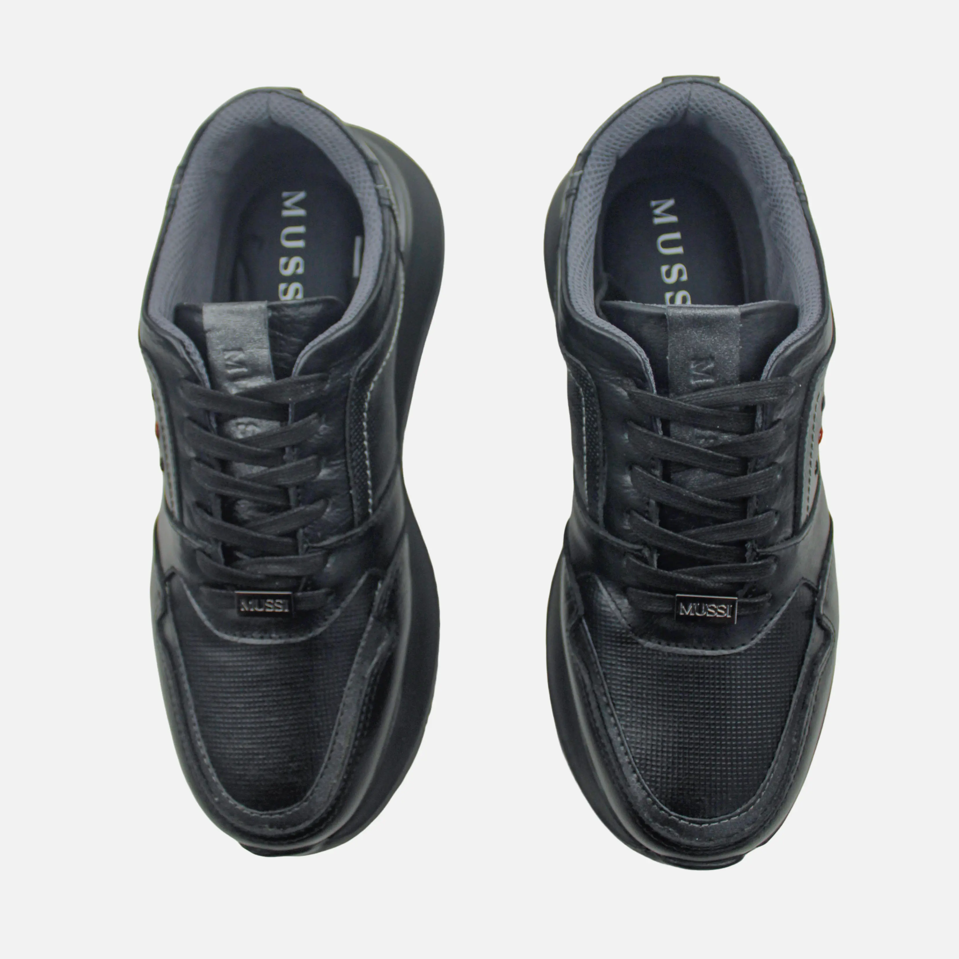 Tenis franco de cuero para hombre - Negro - Image 4
