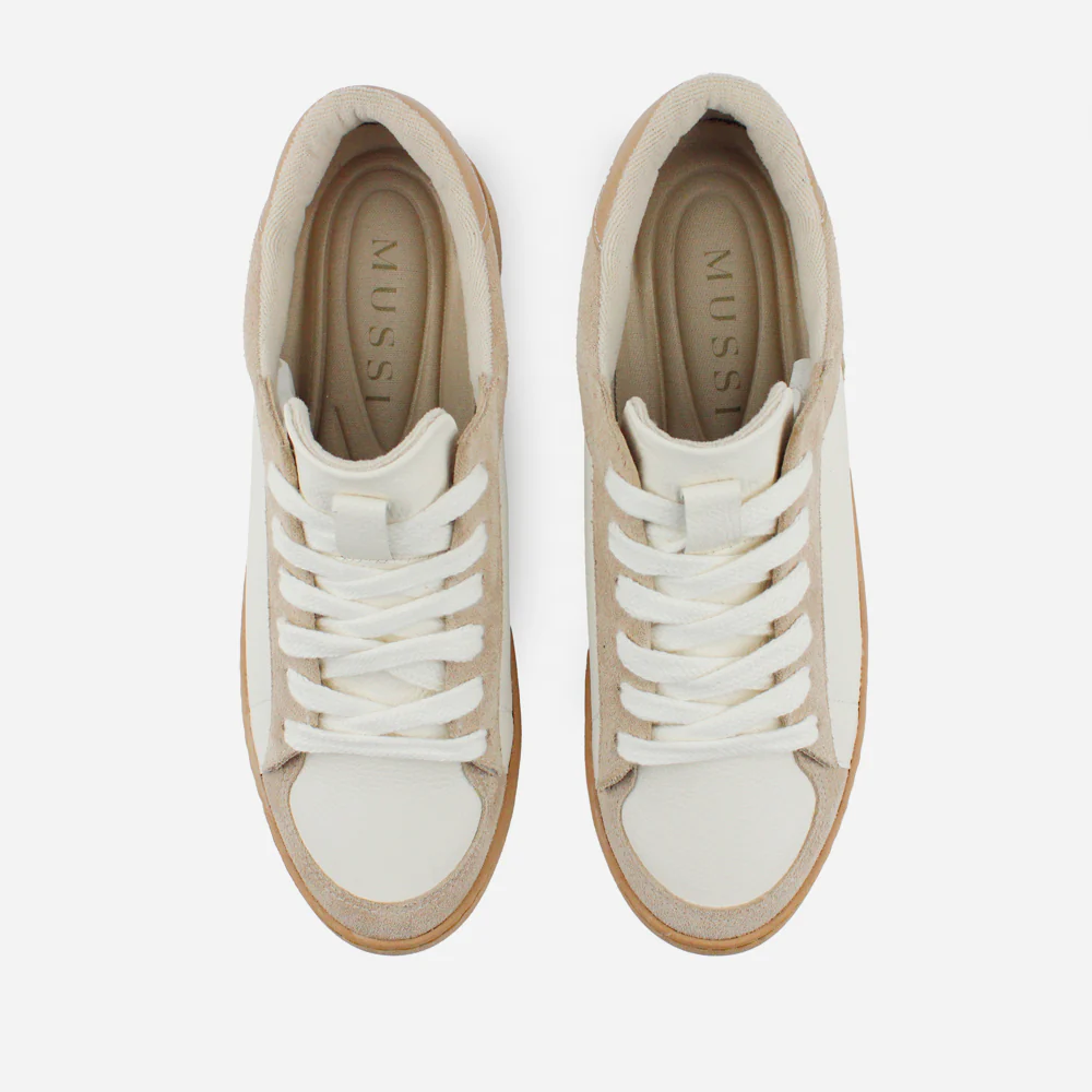 Tenis Sneakers electro de cuero para mujer - Beige - Image 4